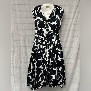Donna Karan Monochrome Floral Midi Dress